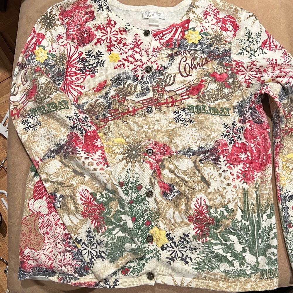Christmas sweater size M , buttons up the front
